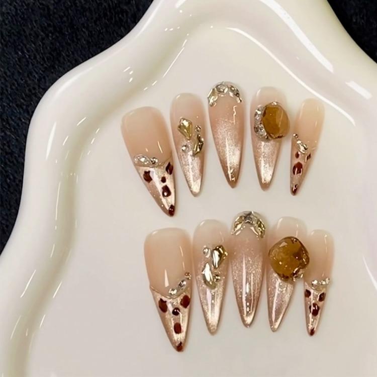 Wearing Nail Advanced Sense Spring and Summer Flash Diamond Butterfly Handmade Nail Piece Spice Girl Wearing Nail Piece