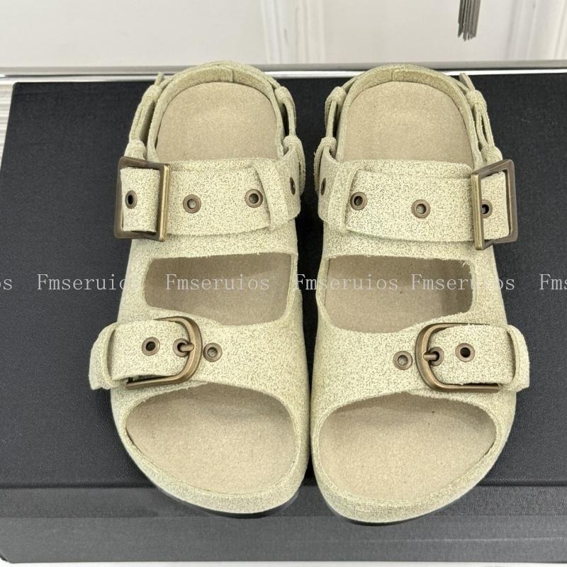 

Summer Fashion Slippers Men Women Slip on Flat Genuine Leather Slides Buckle Strap Outdoor Home Casual Daily Walking Shoes 45