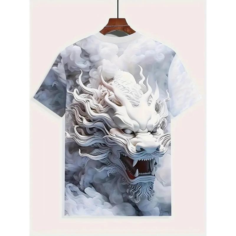 Men's Casual Round Neck 3D Printed T-shirt Lightweight and Comfortable To Wear In Summer Trendy and Fashionable Versatile Cartoon Pattern T-shirt