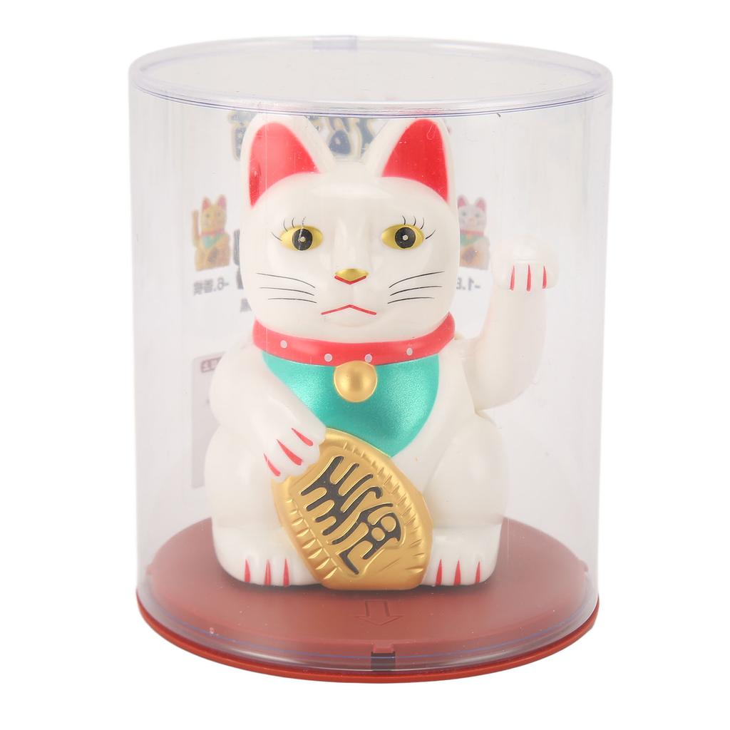 4in Solar Lucky Fortune Cat with Waving Arm Solar Powered Feng Shui Lucky Cats Lucky Beckoning