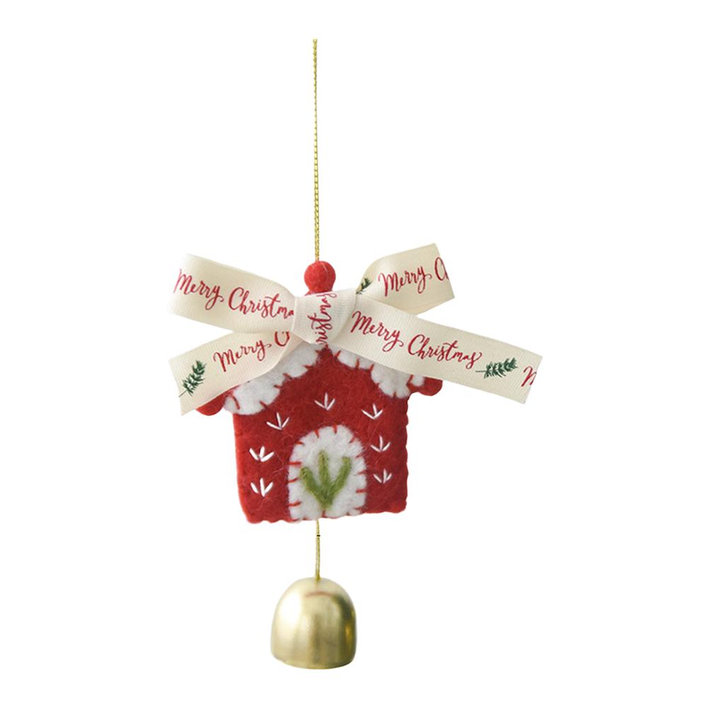 Christmas Bell Bow Door Hanging Ornament Wool Felt Holiday Tree Decorations DIY Handmade Seasonal Decor House Bell Bow