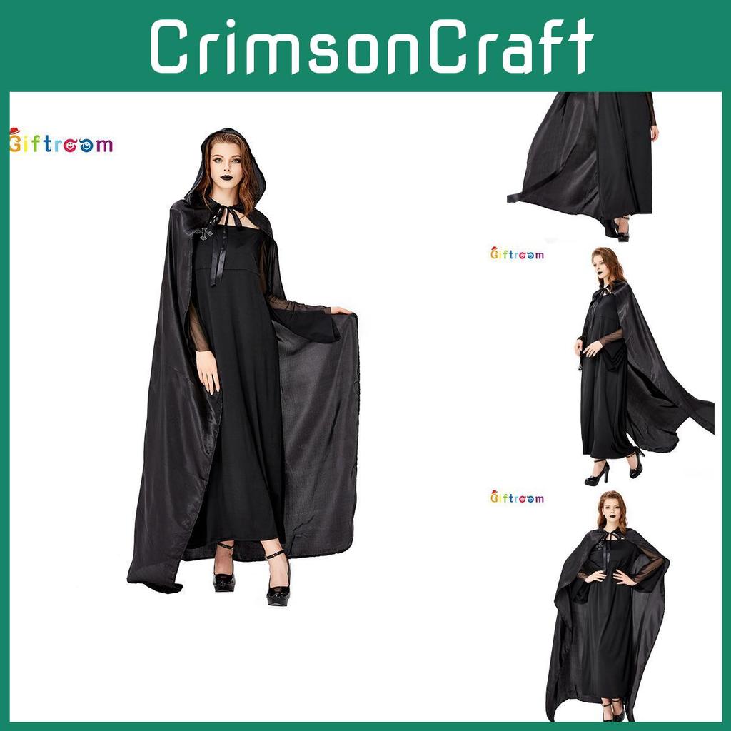 Dark Enchanted Witch Costume Dress With Elegant Cloak For Adult Women Parties