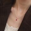 S925 Sterling Silver Mini Ruby Pendant Necklace - Light Luxury & Elegant Women's High-End Design
