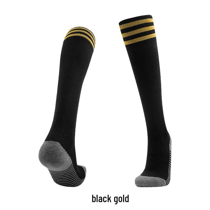 

Unisex Over-the-Knee Three-Stripe Thin Football Socks - Non-Slip, Professional Training Long Socks for Men, Women, and Children. Child золотий/чорний