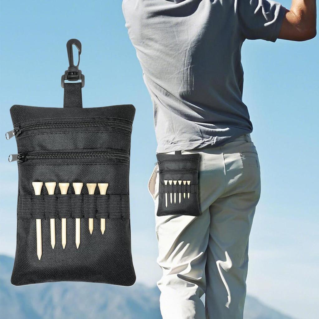 Golf Ball Pouch Zipper Waist Pocket Golf Tee Bag for Belt Backpack Outdoor Training Practice Travel Gym Men Dad Golfer
