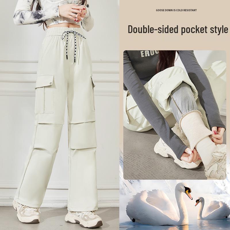 

Women s Winter Down Mountaineering Snow Pants - White, Non-Slip, 2025 Style L