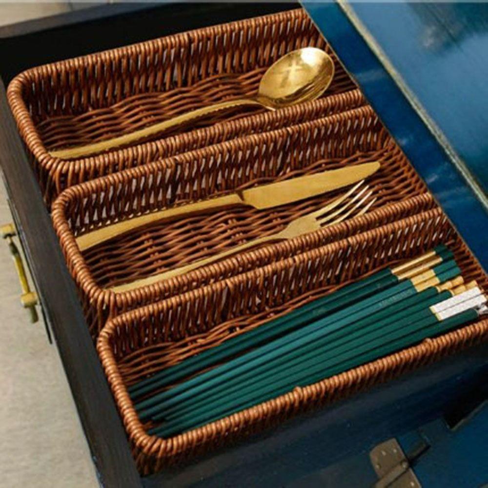 Household Rattan Wicker Woven Serving Baskets Rattan Basket  Restaurant Serving Tabletop Display
