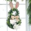 Seasonal Easter Bunny Wreath Spring Home Decor Artificial Greenery Hanging For Front Door 45cm TPE Plastic Ribbon