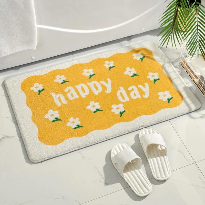 Soft Bath Mat Small Fresh Strawberry Floor Carpet Home Rug Entrance Carpet Bedroom  Toilet Bathroom Door Absorbent Foot Pad