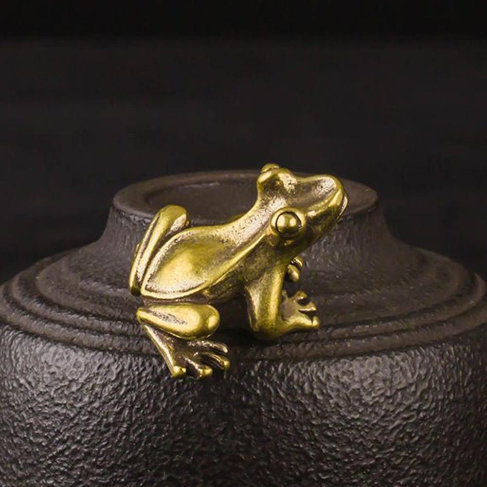 1PC Mini Brass Frog Statue Ornament Copper Animals Figurines Accessories Tea Pet