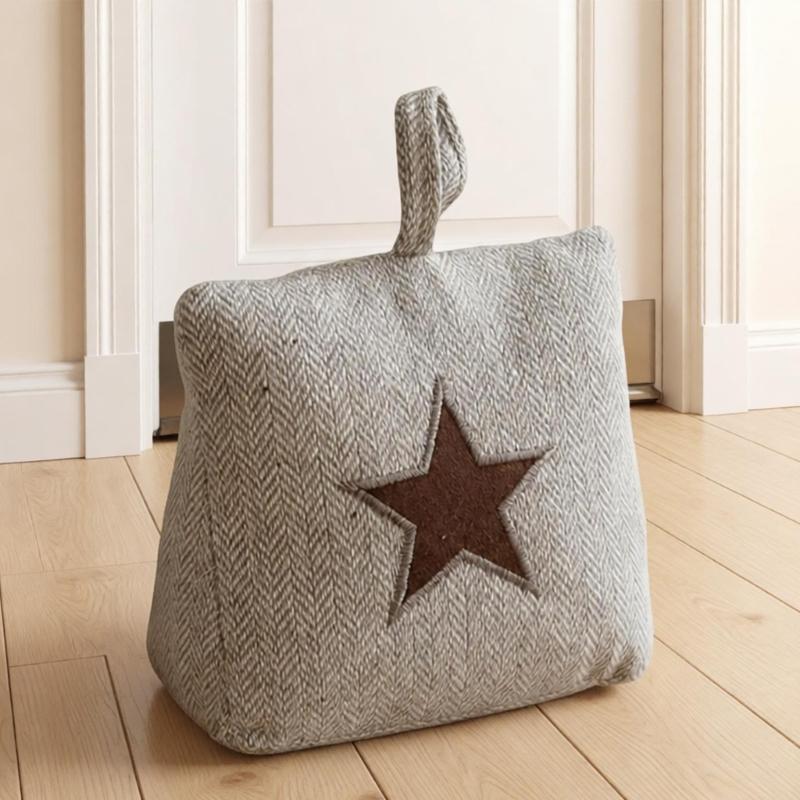 Fabric Door Stop with Sand Filled Weight Heart/Star Pattern , Decorative Door Rest for Bedroom, Study, and Entryway Indoor Daily Use