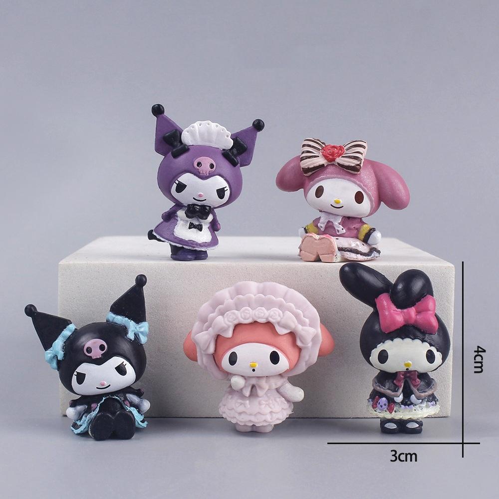 5pcs/Set Anime Kawaii Sanrio Action Figure Toys Cute Kuromi Mymelody Cinnamorol Figurine Dolls Girl Birthday Gift