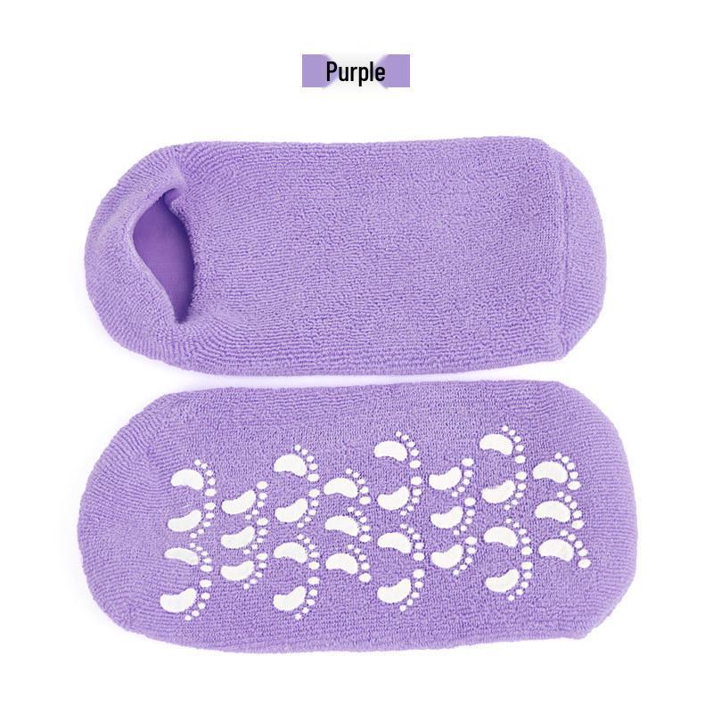 Silicone Gel Cotton Yarn Foot Whitening Socks with Adhesive Grip Strips