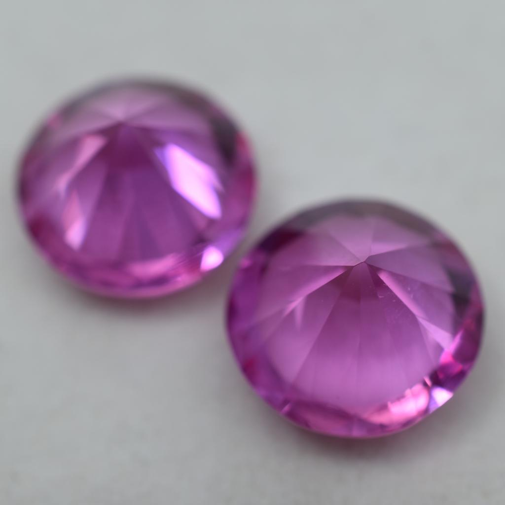 19.13 Ct Natural Pink Sapphire Round Cut CERTIFIED Pair Loose Gemstone Ceylon am-0061