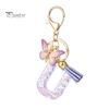 Letter A-Z Key Holder Purple Series Keychain Pendant, Sequins Star Initial Charm Chain with Butterfly Tassel Design, for Bag Purse Backpack Non-fading