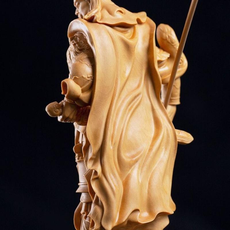 Chińska Klasyczna Rzeźbiona Statua z Litego Drewna Guan Gong i Antyczna Figurka Dekoracja do Salonu i Biura