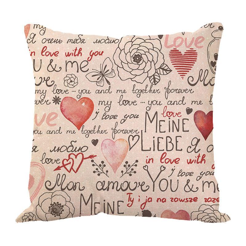 New Valentine'S Day Love Letter Pattern Pillow Cover Sofa Pillow Cover Premium Durable Quality Useful Practical
