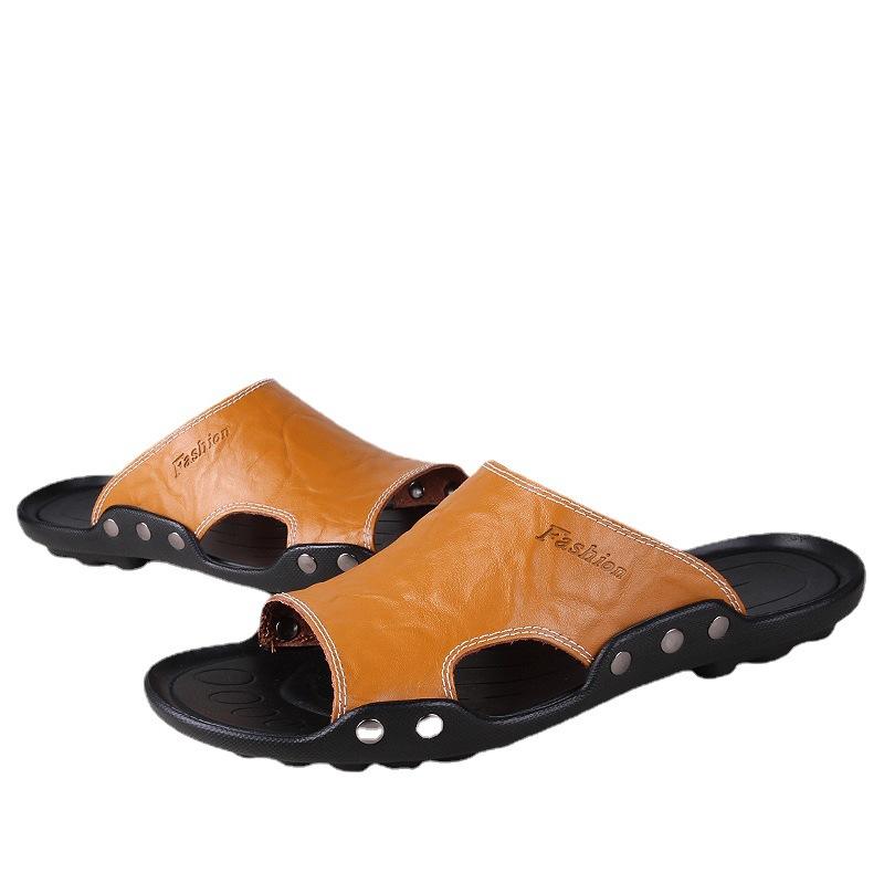 Summer Men's Flip-flops Open Toe Beach Loafers Soft Soled Sandals Breathable Men's Sandals Slippers D310