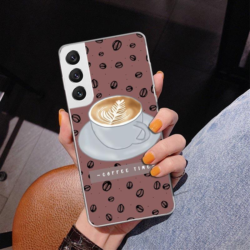 Coffee Wine Cup Phone Case For Samsung Galaxy S24 S25 Edge S26 Ultra S23 S22 S21 Plus S20 FE + Personalized Print Cover Galaxy S