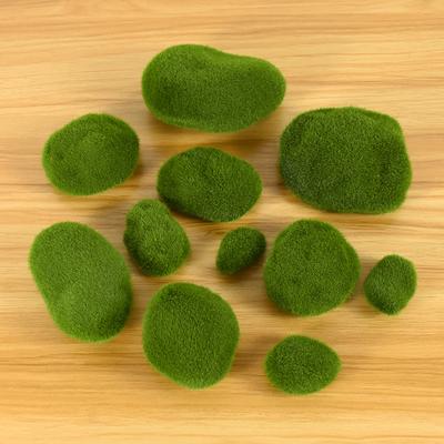 10 pz Pietre Finte Verdi per Lavoretti Pianta Simulata Fai da Te Decorazione Giardino Artigianato Creativo Rocce di Muschio Artificiale
