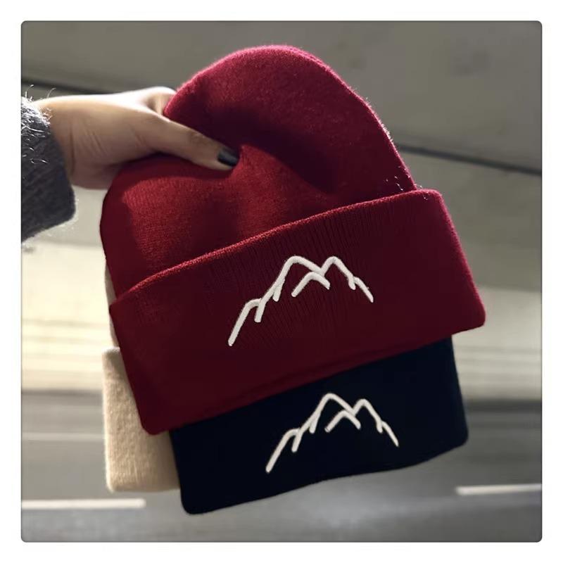 Wool Hat Men's Autumn and Winter Mountain Solid Color Ear Protection Cold Hat Versatile Warm and Cold-proof Pullover Knitted Hat Women