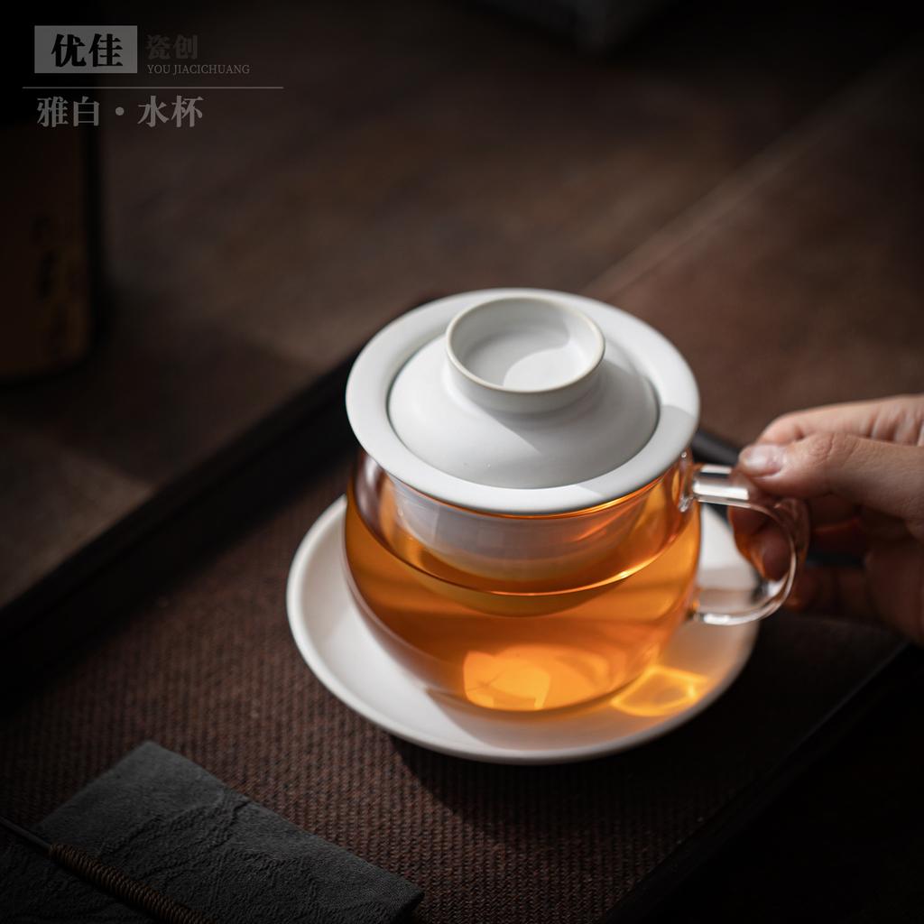 Premium ceramic coffee cup tea separation mug exquisite latte cup afternoon flower tea cup office water cup