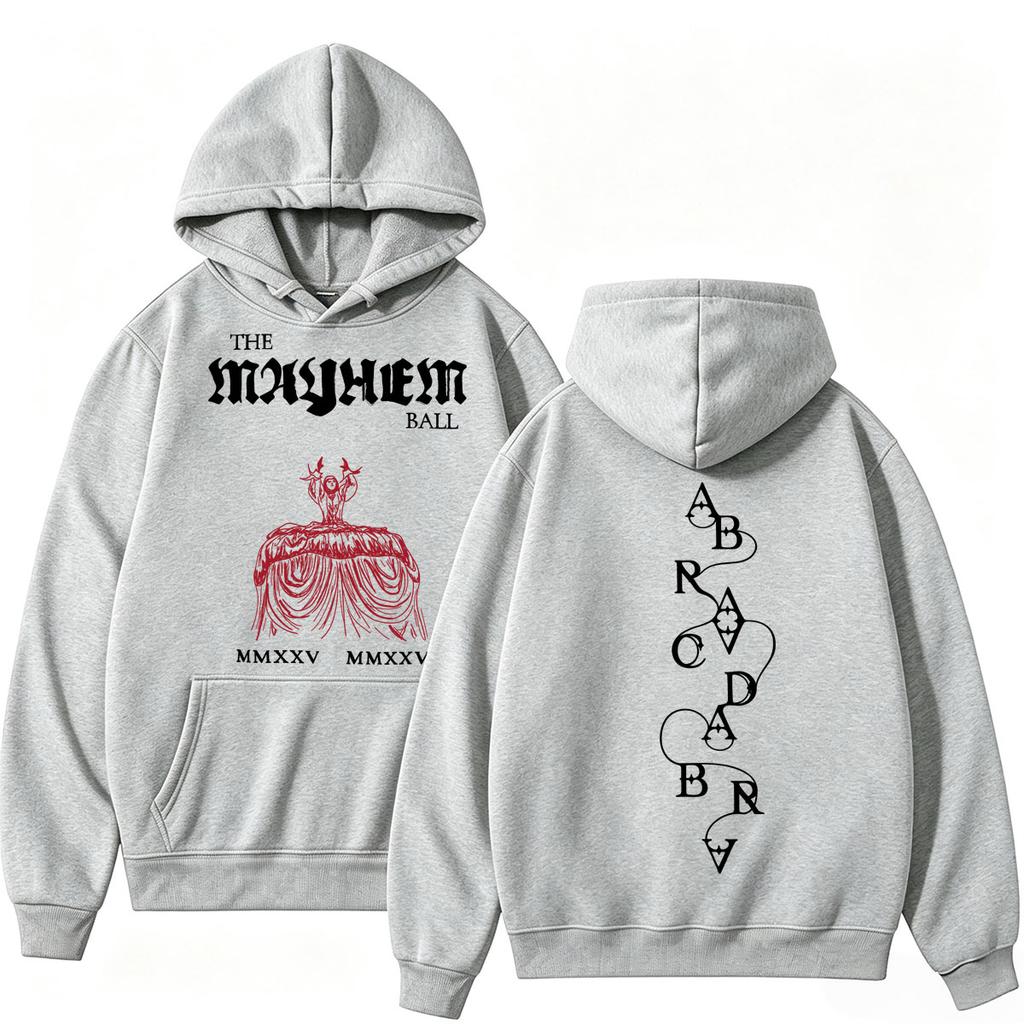 Lady Gaga The MAYHEM Ball Red Dress Print Hoodie Trend Pop Music Vintage Long Sleeve Loose Fleece Casual Men Women Pullover Male