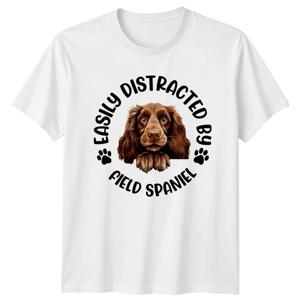 Easily Distracted By Field Spaniel Unisexs TShirt Unisexs Tee Graphic Unisex Top S