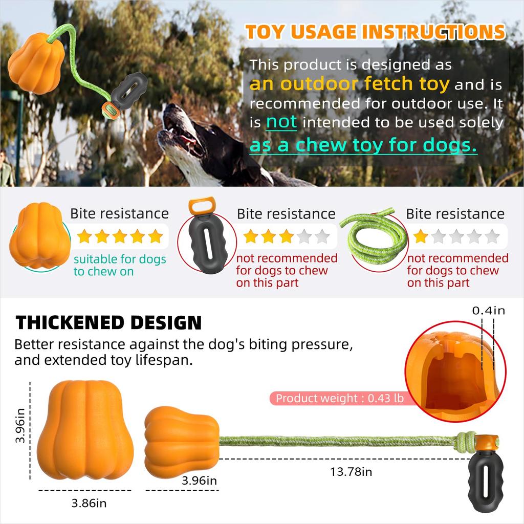 Interactive Dog Rope Fetch Toy Chew Proof Tug of War Ball for Medium to Large Breeds Aggressive Chewers Exercise Training Indoor