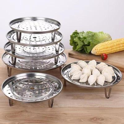 Stainless Steel Multi-Purpose Perforated Steaming Rack with Feet for Dumplings and Rice