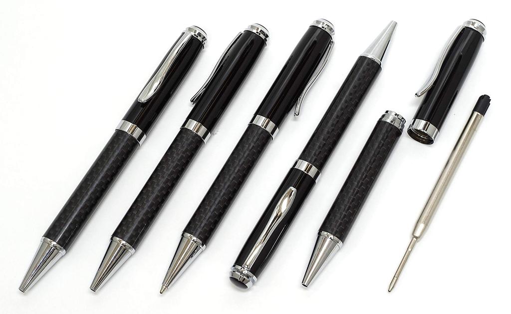 Moss Green Grained Leather Pen Case with Carbon Fiber Rotating Ballpoint Pen Set (SASMG-PD01)