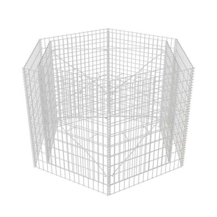 Lit surélevé - vidaXL - Gabion hexagonal - 160x140x100 cm - Acier galvanisé - Résistant aux intempéries