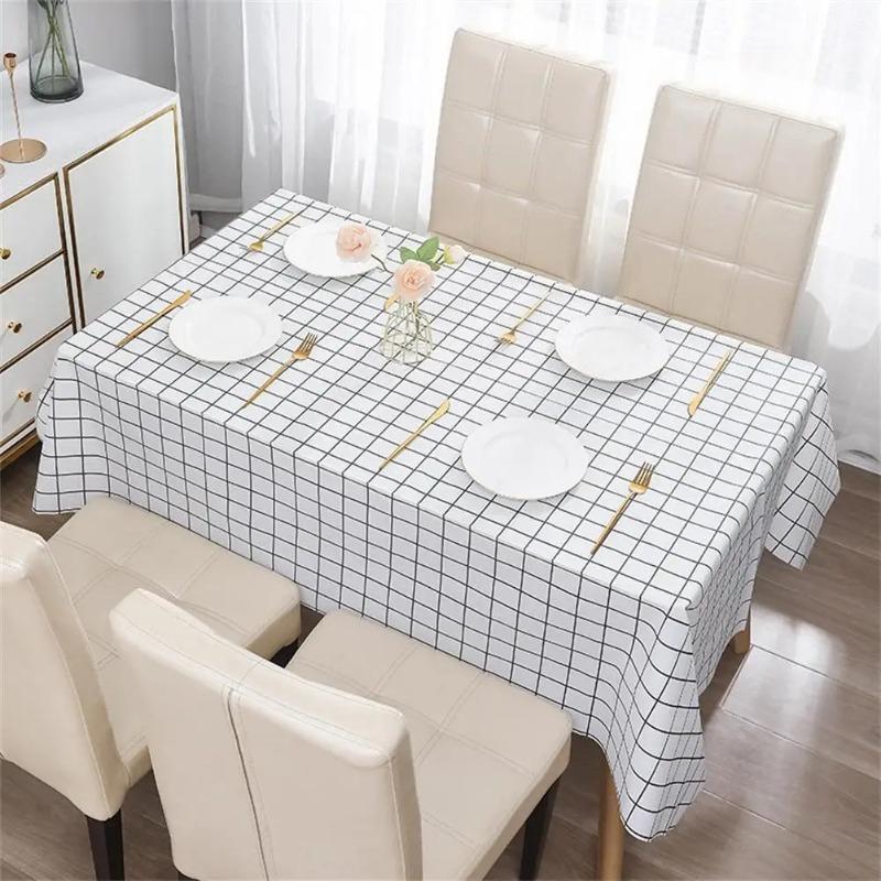 Checkered PEVA Tablecloth - Dust Proof, Waterproof Oil-proof Household Dining Cloth for Home Party