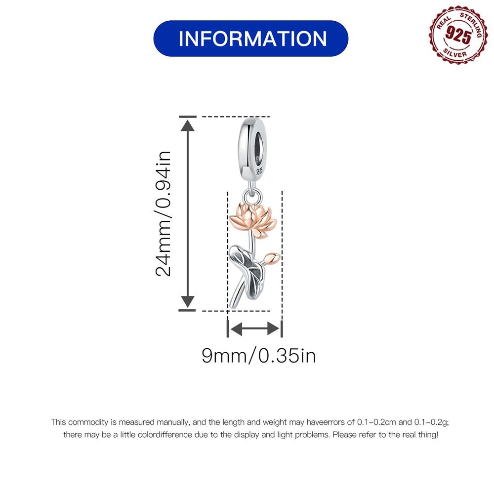 Original Copper Charms Luxury Rose-Gold Lotus Flower Pendant Beads Fit Bracelet Diy Women Making Delicate Gift