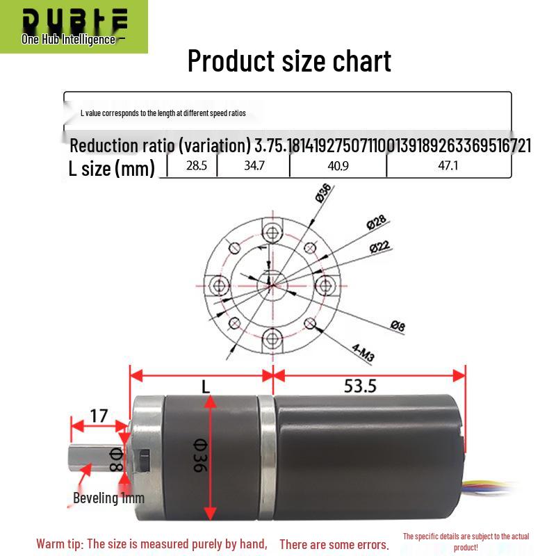 Brushless DC Planetary Gear Motor 12V 3650 High Torque Low Speed Miniature