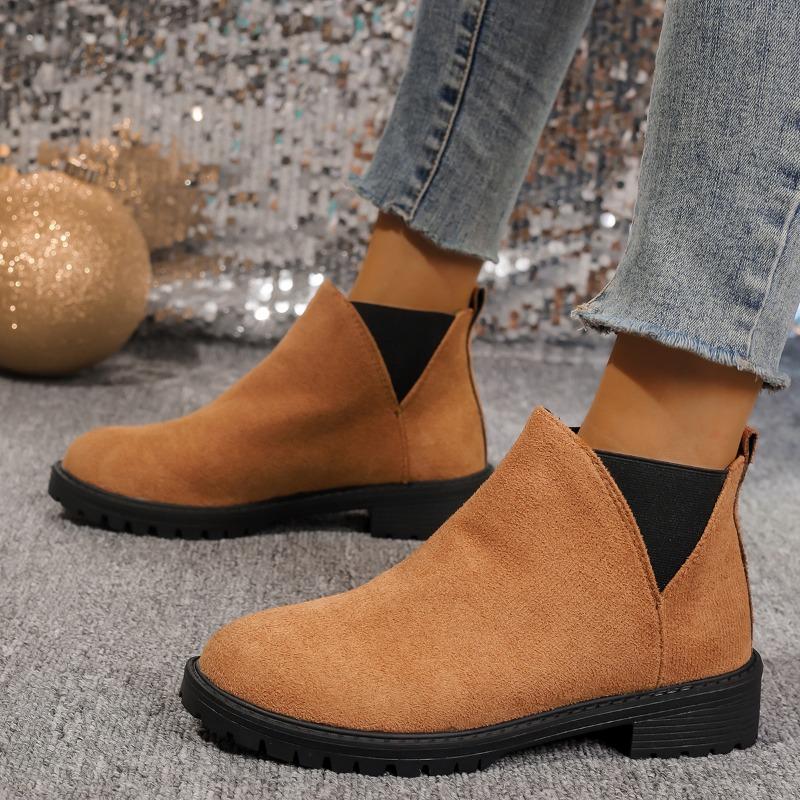New Autumn Winter Women's Casual Fashionable Round Toe Chunky Ankle Boots Versatile Comfortable Work Anti-slip Women Heels Shoes