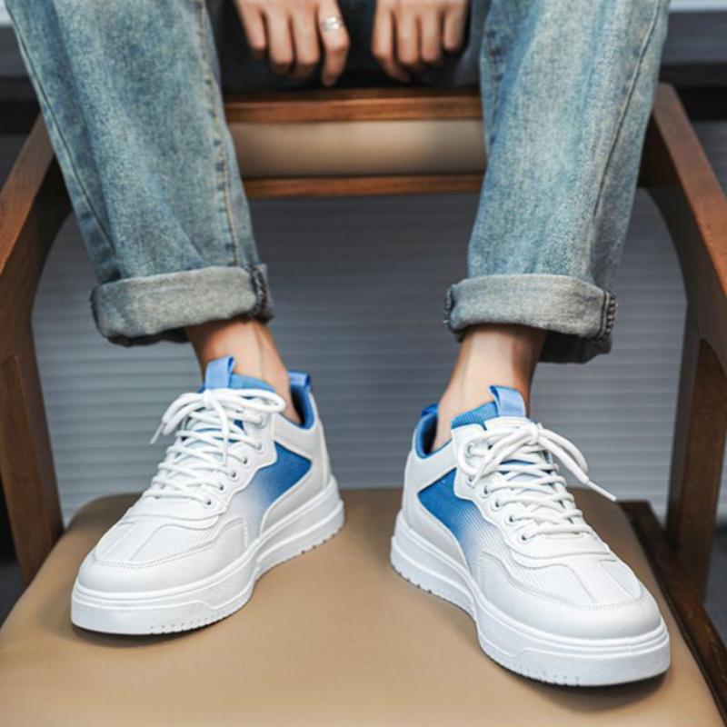 Versatile White Shoes for Men Summer Casual Breathable Mesh Panel Shoes Fashionable Sports Height-increasing Men's Shoes