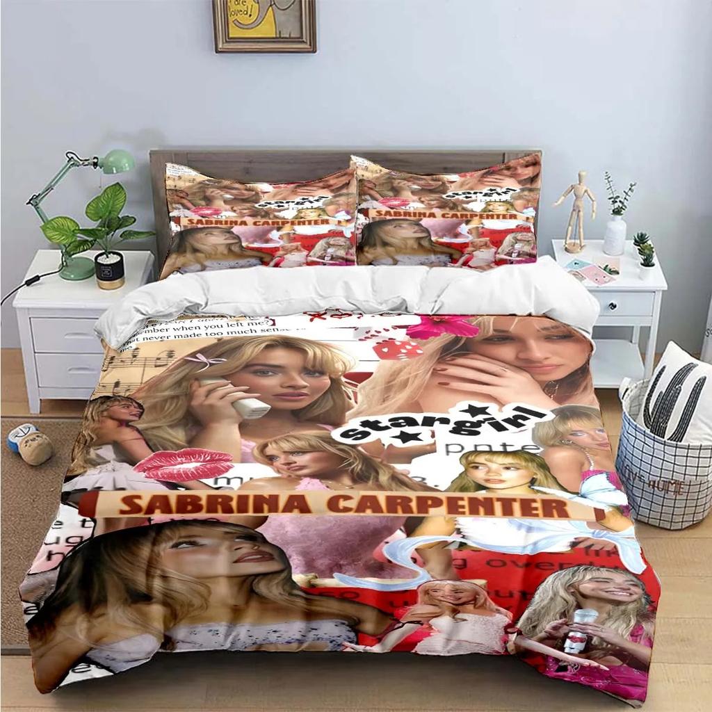 Comforter Pop Female Singer S-Sabrina Print Bedding Sets Exquisite Bed Supplies Set Bed Comforter Set Bedding Set Luxury Gift