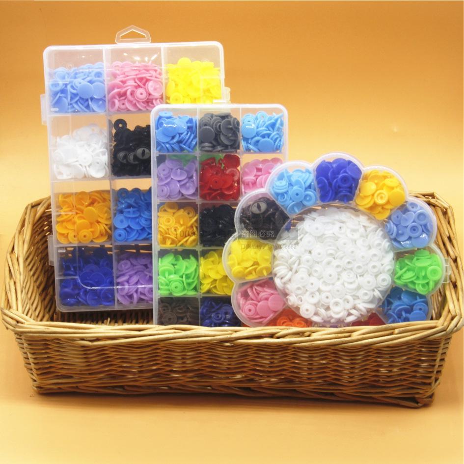 15-Color Resin Snap Fasteners & T5 Tool Set: Multicolored Plastic Buttons for Baby and Children Projects