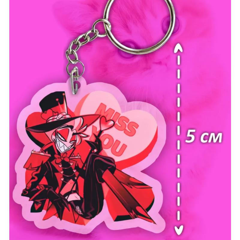 Acrylic Key Buckle for Alastor Lucifer Charlie Vaggie Husk Angel Dust Vox Anime Cartoons Acrylic Key Chain Pendant Birthday Gift