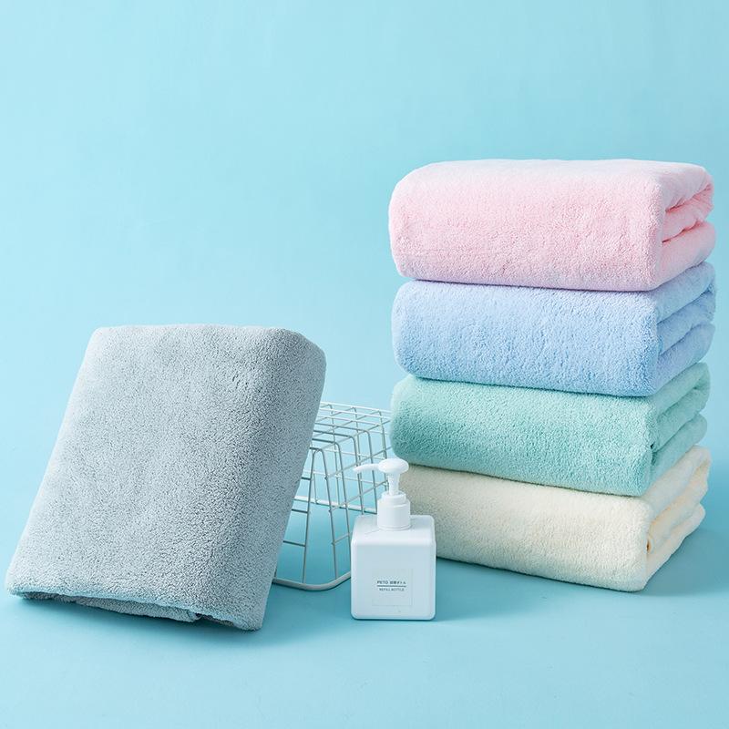 

Towel enlarged thickened coral fleece bath towel household children adult large bath towel soft absorbent bath towel 70*140 сірий колір