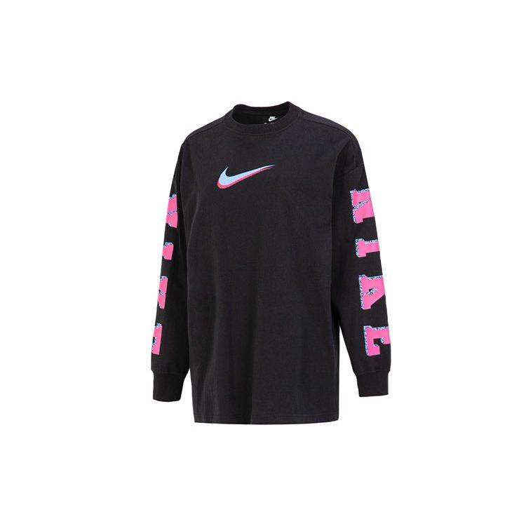 

Nike Sportswear Women s Printed Crew Neck Loose Long-Sleeve T-Shirt Black Women DX7925-010 L