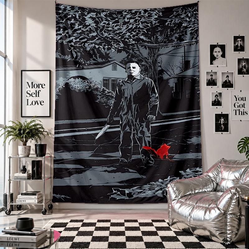 Wall TapestryHalloween Michael Myers Art Hanging Cloth Decorative Background Cover for Room Decoration