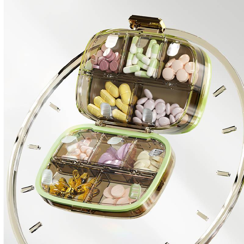 Portable Ten Compartment Medication Organizer With Large Capacity For Weekly Pill Storage