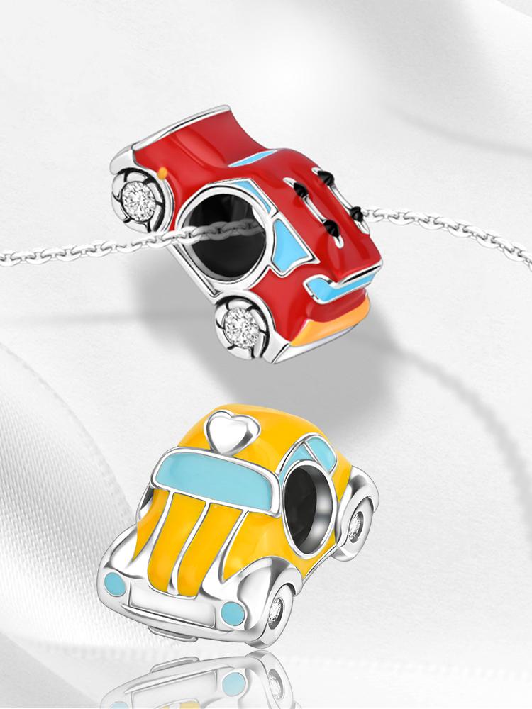 Charms Plata Copper Colors Colorful Car Fit Bracelet Sparkling Charms Copper Colors Original Bracelet For Jewelry Making