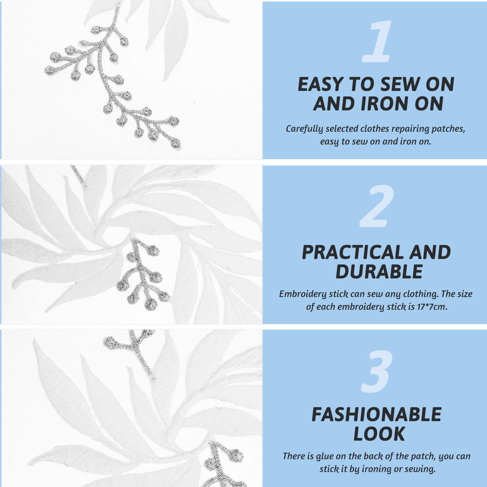 

2Pcs Garment Leaf Shape Patches Embroidered Applique DIY Clothes Repairing Accessory Iron on Sewing Decoration for Curtains белый