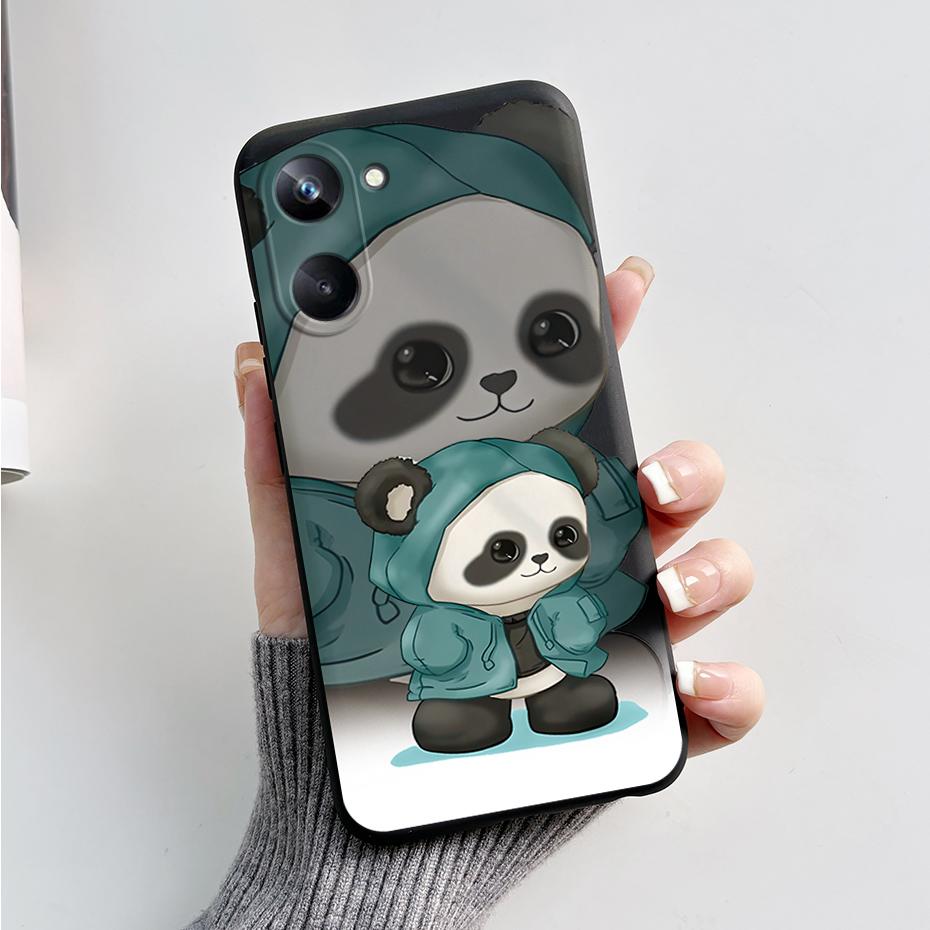 Phone Case For Oppo Realme 10 Pro+ Realme 10 Pro Plus 4G 5G Cute Panda Silicone Matte Cover For Realme10 Pro+ Realme 10Pro+ Case