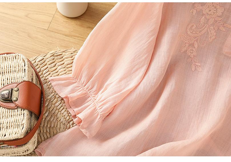 2026 Artistic Summer Embroidered Top: Soft, Breathable, Loose Fit with Ruffle Cuffs