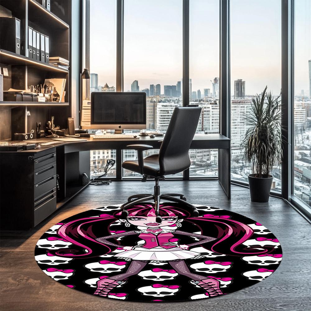 Monster High Printed Round Rug Carpet Chair Rug Area Rug Entryway Doormats,for Office Chair Living Room Bedroom Kitchen Room.