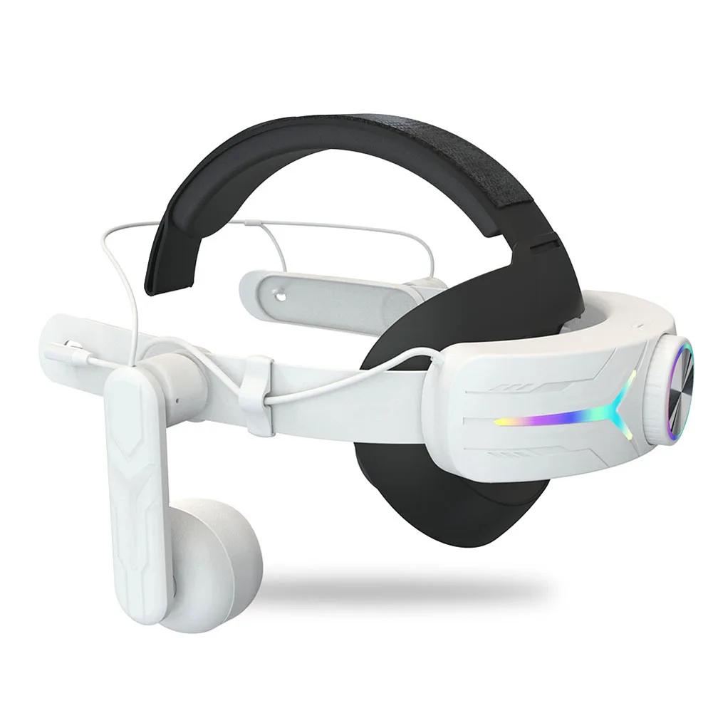 Head Strap Built-In 8000mAh Battery RGB Light For Meta Quest 3 VR Glasses Comfort On-Ear Audio Enhanced Sound Elite Head Strap